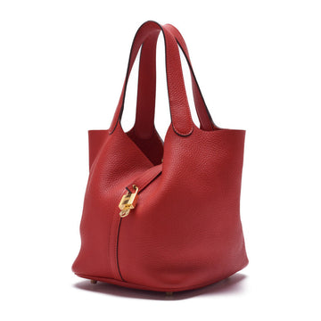 HERMES ERMES Picotin Lock MM Handbag al Clemence Rouge  Handbag  Handbag Ladies Handbags Hybrid ?French?? Delivery? Ladies Handbags Ladies Online