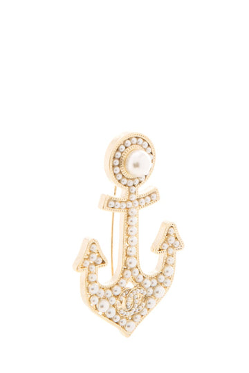 Chanel F/W 2020 Gold & Pearl Anchor Brooch