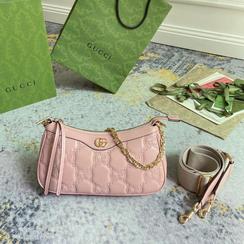 Makersluxe - GG Matelassé Shoulder Bag Pink