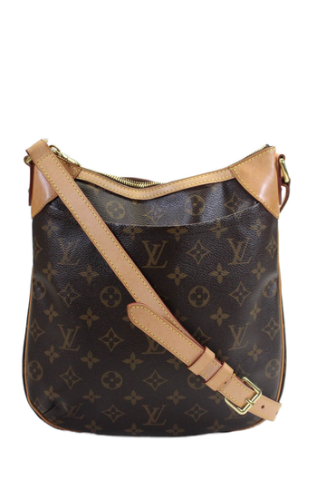 Louis Vuitton Womens Brown Leather Monogram Canvas PM Odeon Shoulder Handbag