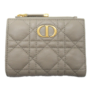 Dior Dior Double Fold Wallet Double Folded Wallet Leather  Beige