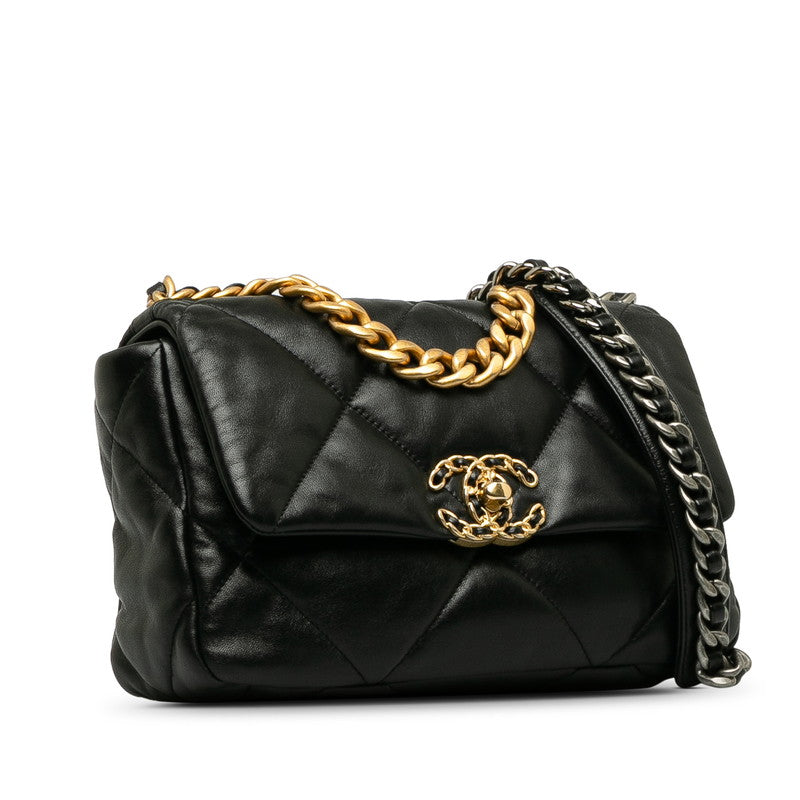CHANEL Single Flap 24 in Lambskin Leather Quilted Black Ladies