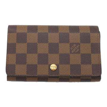 Louis Vuitton Porte Monetier Tresor Double Fold Wallet Wallet PVC Coated Canvas Damiet Mens  Brown N61730