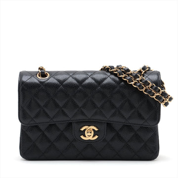 Chanel Matrasse 23 Small Caviar S Double Flap Double Chain Bag Black G  A01113