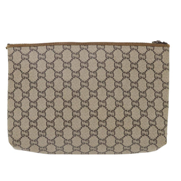 GUCCI GG Plus Canvas Clutch Bag PVC Leather Beige ep1039
