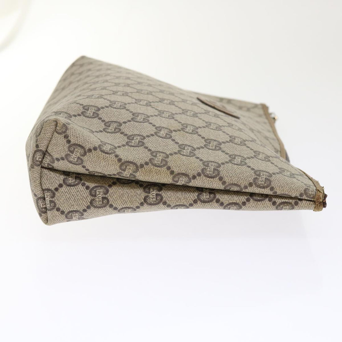 GUCCI GG Plus Canvas Clutch Bag PVC Leather Beige ep1039