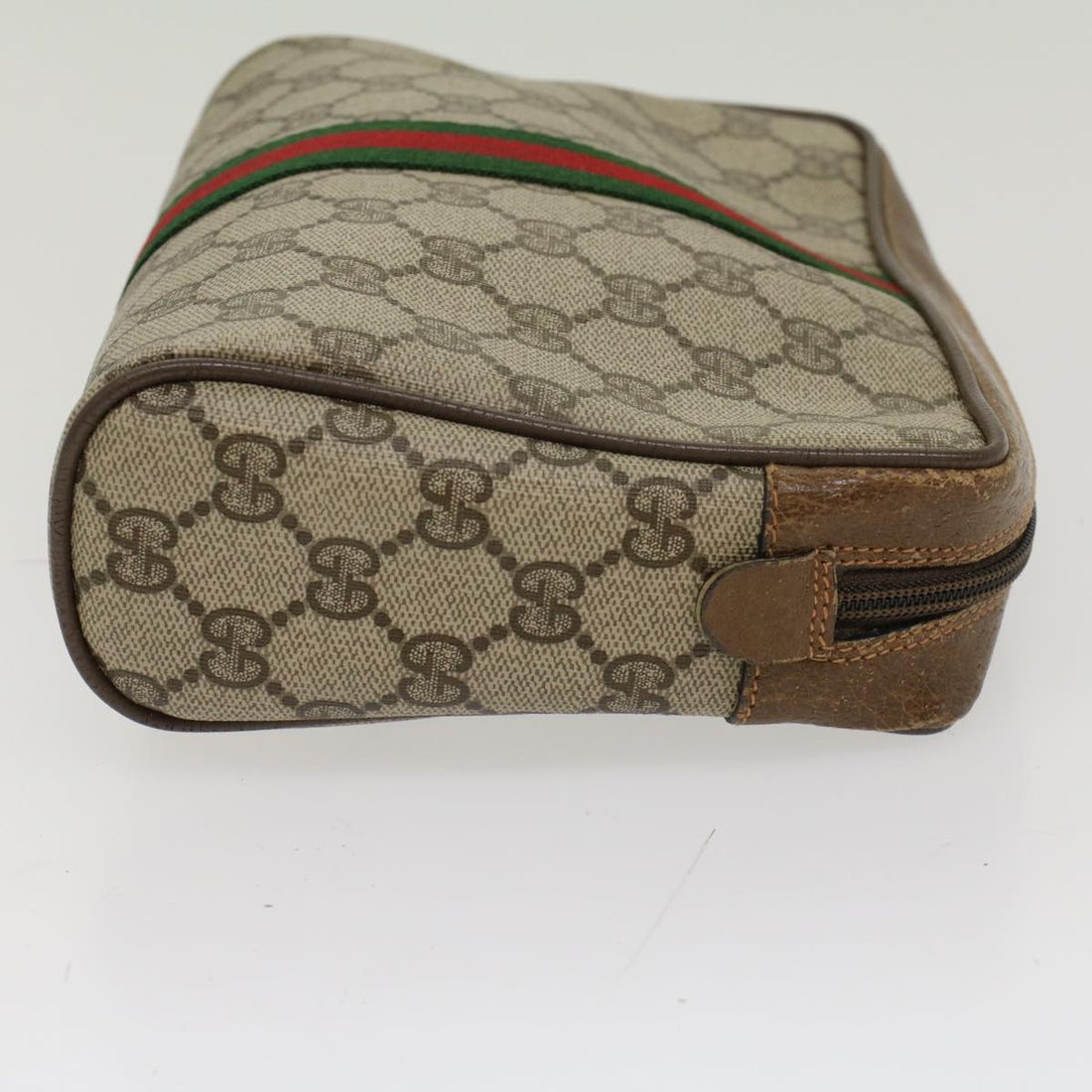 GUCCI GG Canvas Web Sherry Line Clutch Bag Beige Red Green 89.01.012 ep1040