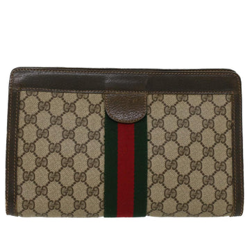 GUCCI GG Canvas Web Sherry Line Clutch Bag Beige 41•014•2125•28 ep1043