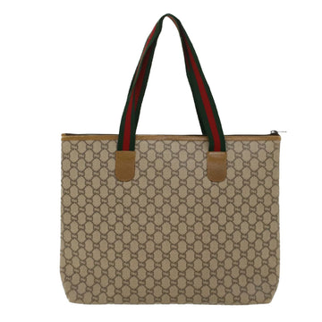 GUCCI GG Plus Canvas Web Sherry Line Tote Bag Beige Red Green ep1048