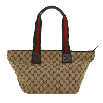GUCCI GG Canvas Web Sherry Line Tote Bag Leather Beige Red 131230 ep1049