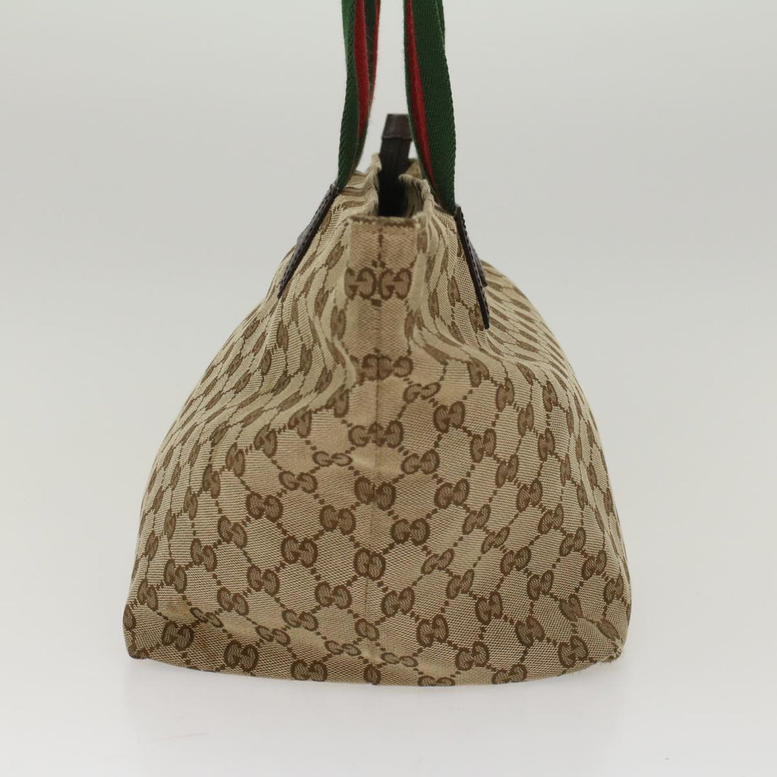 GUCCI GG Canvas Web Sherry Line Tote Bag Leather Beige Red 131230 ep1049