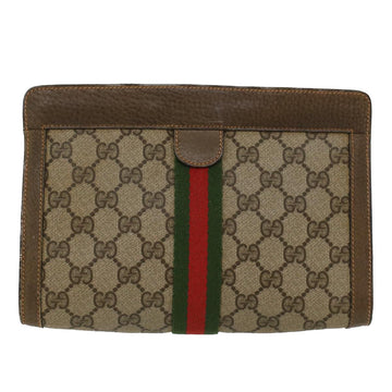 GUCCI GG Canvas Web Sherry Line Clutch Bag Beige Red 89•01•001 ep1055