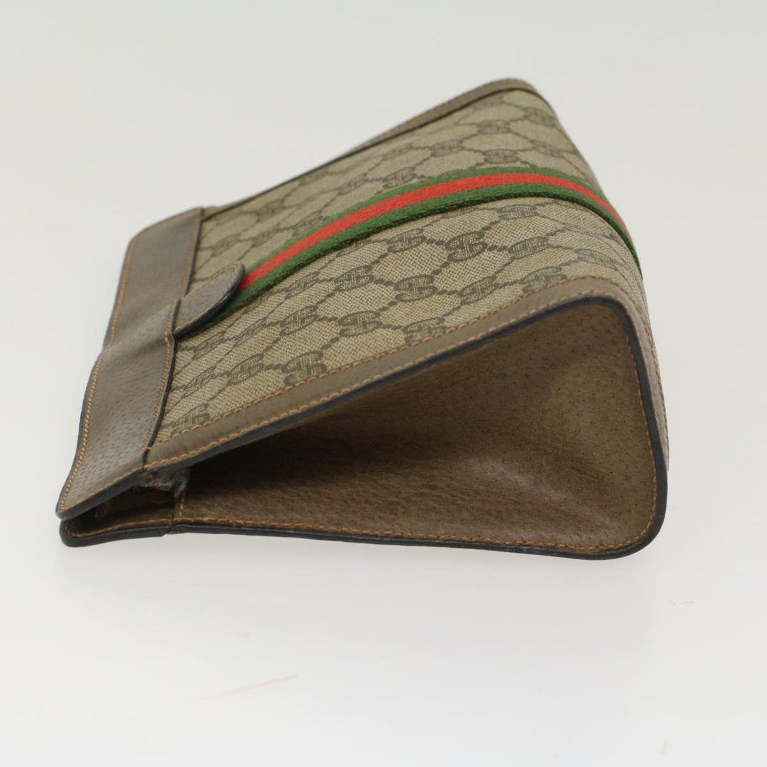 GUCCI GG Canvas Web Sherry Line Clutch Bag Beige Red 89•01•001 ep1055