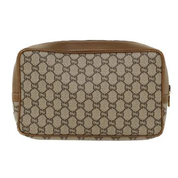 GUCCI GG Plus Canvas Clutch Bag PVC Leather Beige ep1069