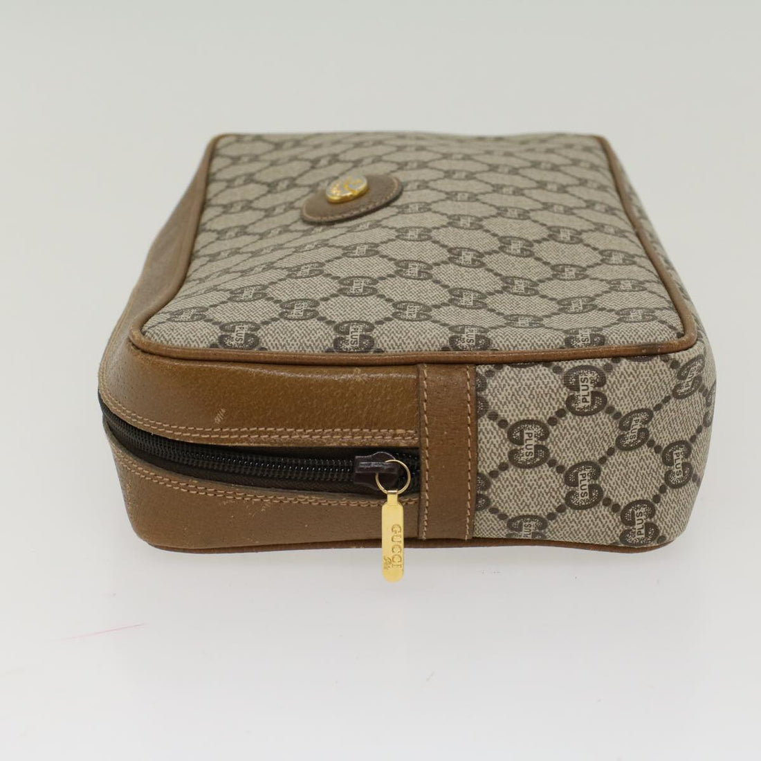 GUCCI GG Plus Canvas Clutch Bag PVC Leather Beige ep1069