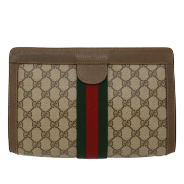GUCCI GG Canvas Web Sherry Line Clutch Bag Beige Red 89•01•002 ep1079