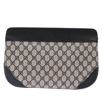 GUCCI GG Canvas Clutch Bag PVC Leather Gray Navy ep1131