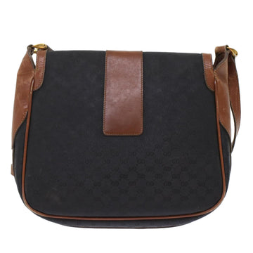 GUCCI Micro GG Canvas Shoulder Bag PVC Leather Black ep1178
