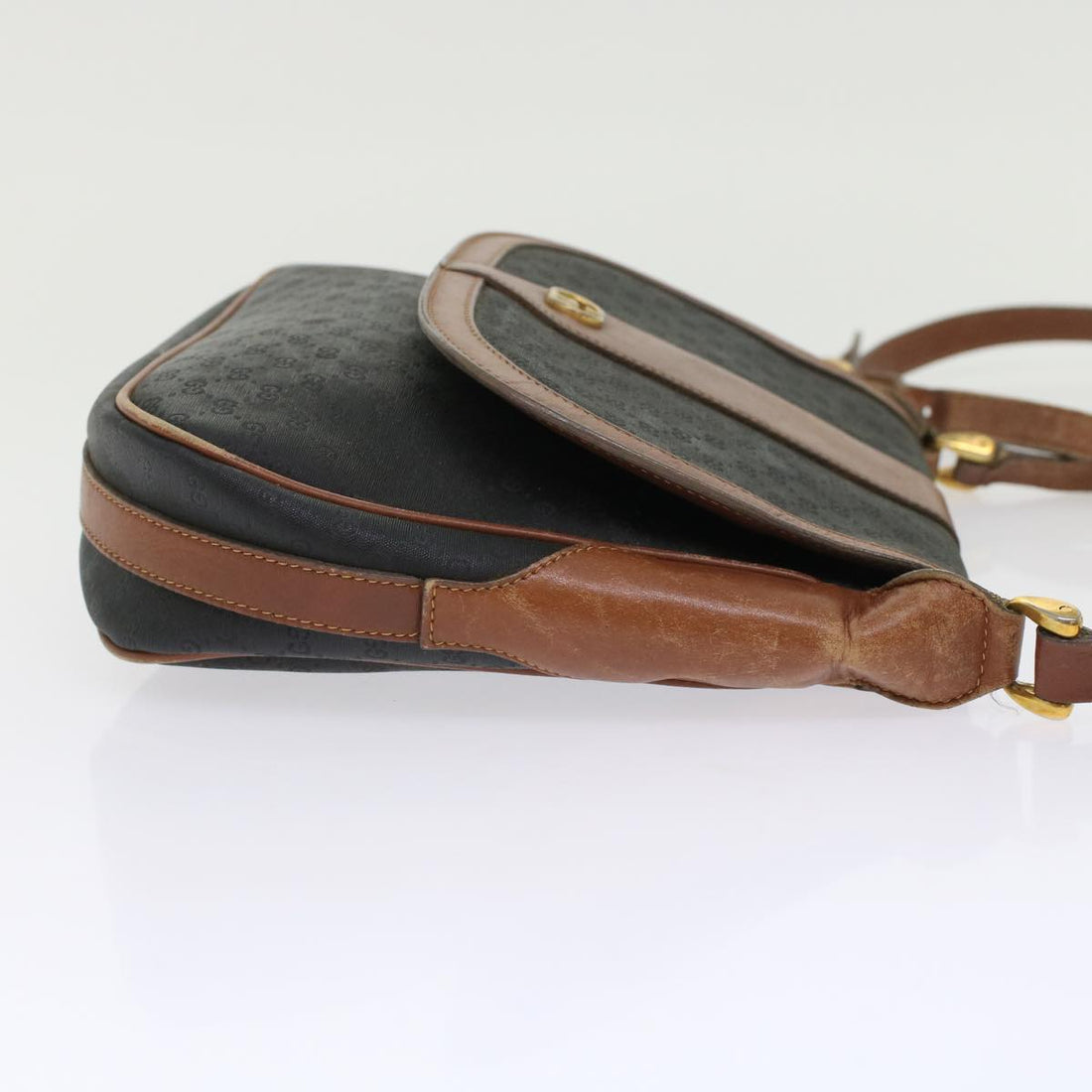 GUCCI Micro GG Canvas Shoulder Bag PVC Leather Black ep1178