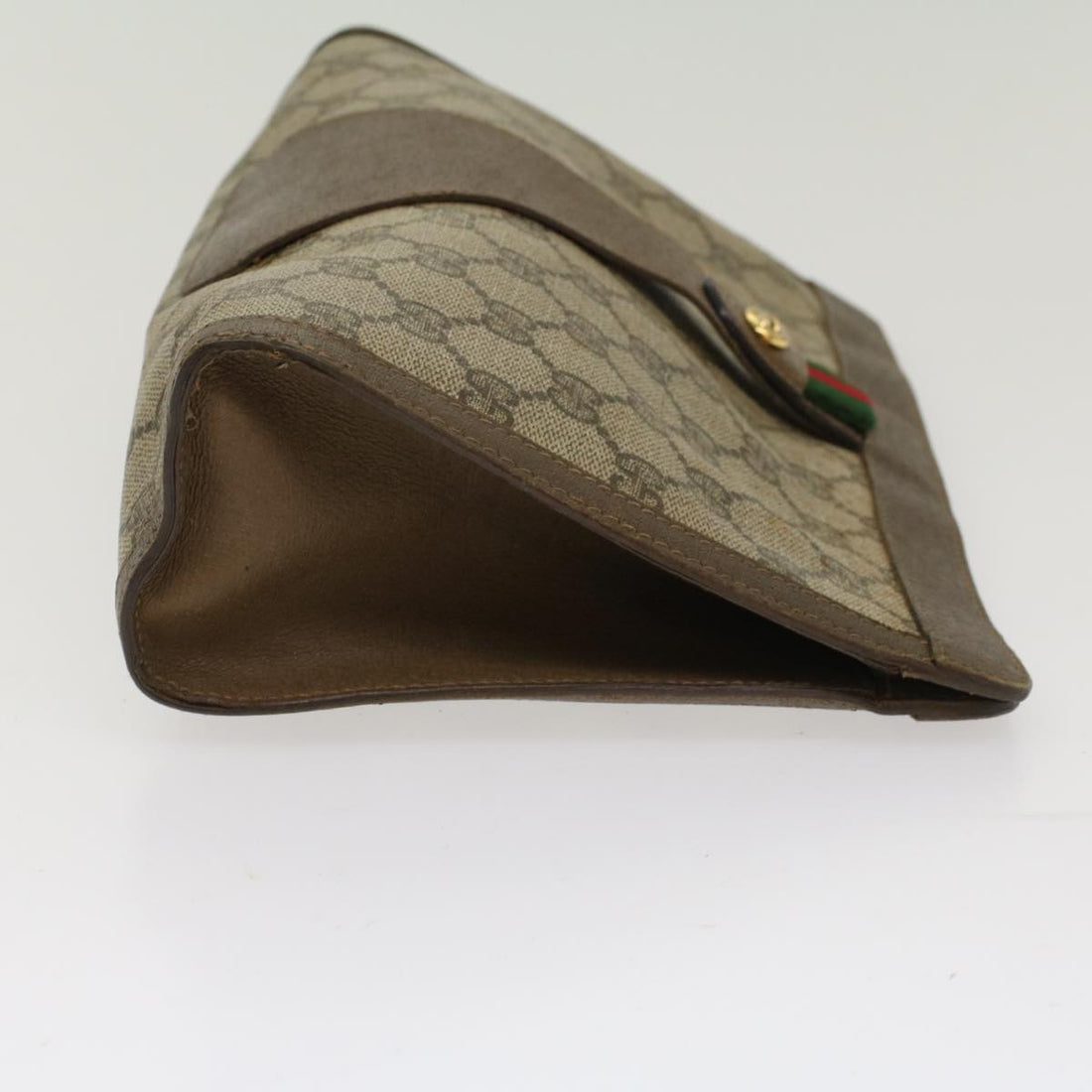 GUCCI GG Canvas Web Sherry Line Clutch Bag Beige Red 56•01•012 ep1196