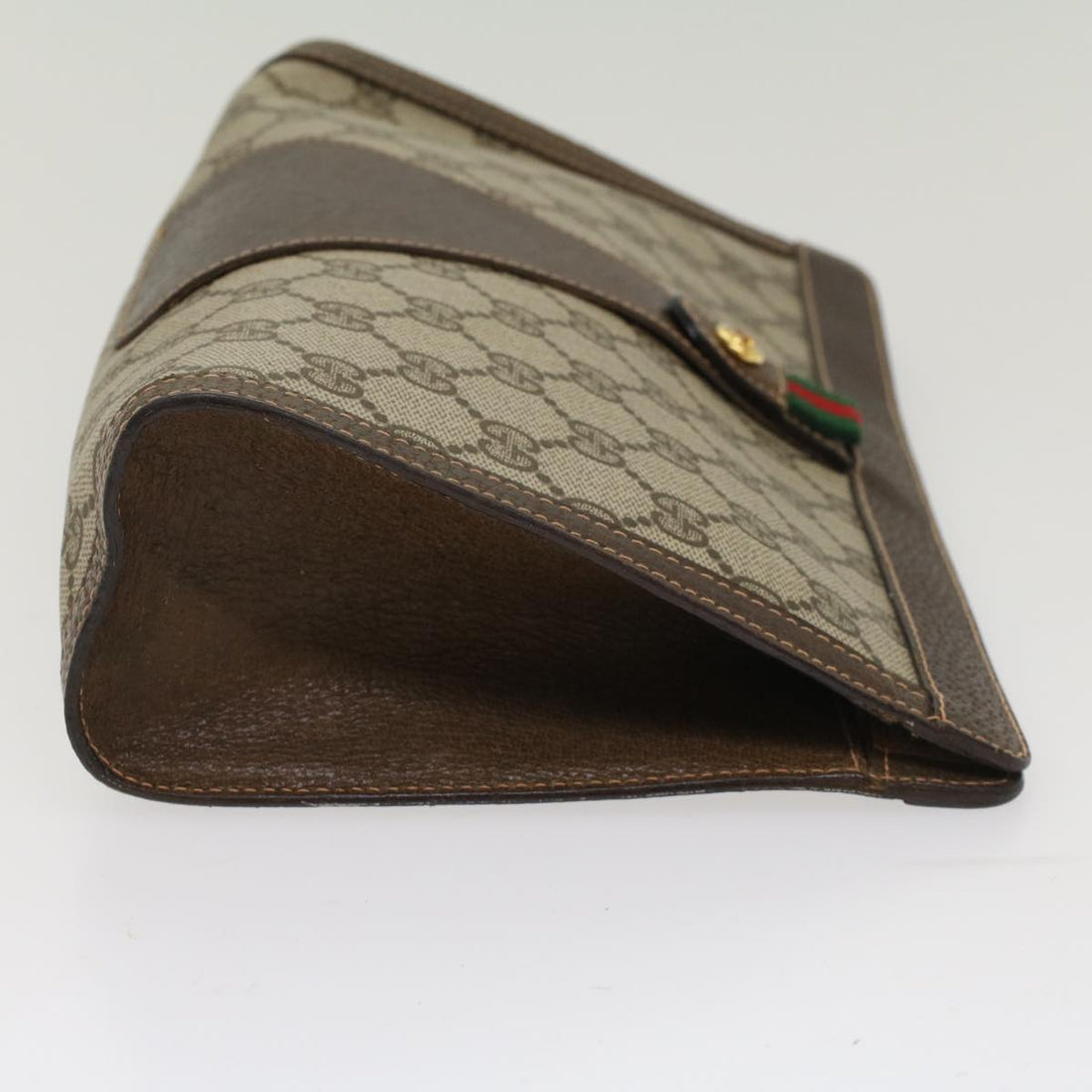 GUCCI GG Canvas Web Sherry Line Clutch Bag Beige Red 156.01.033 ep1221