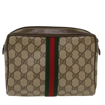 GUCCI GG Canvas Web Sherry Line Clutch Bag Beige Red 22•01•012 ep1227