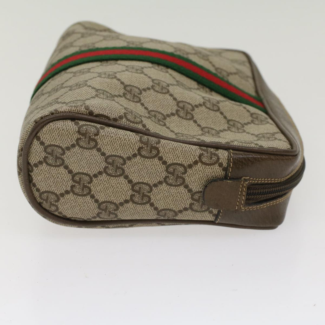 GUCCI GG Canvas Web Sherry Line Clutch Bag Beige Red 22•01•012 ep1227