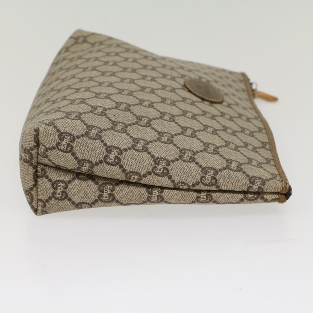 GUCCI GG Plus Canvas Clutch Bag PVC Leather Beige ep1228