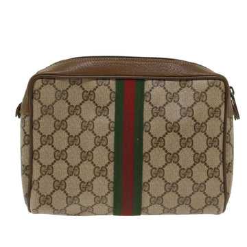 GUCCI GG Canvas Web Sherry Line Clutch Bag Beige Red 89•01•012 ep1243
