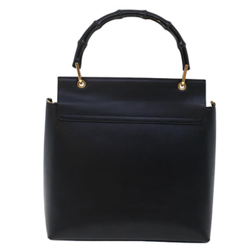 GUCCI Bamboo Shoulder Bag Leather Black ep1264