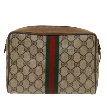 GUCCI GG Canvas Web Sherry Line Clutch Bag PVC Leather Beige Red ep1297