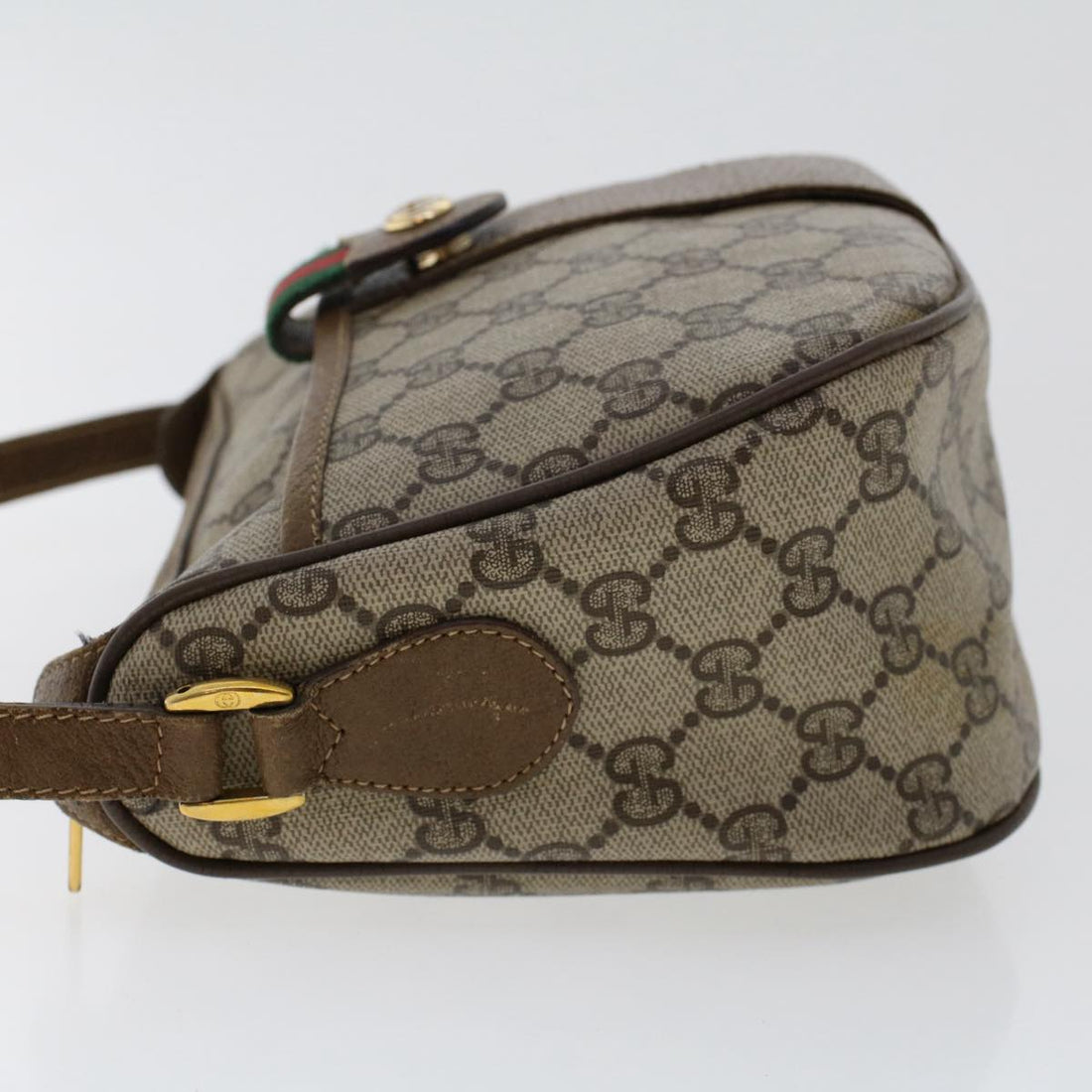 GUCCI GG Canvas Web Sherry Line Shoulder Bag PVC Leather Beige Red ep1330