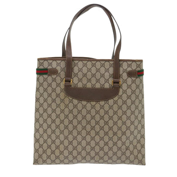 GUCCI GG Canvas Web Sherry Line Tote Bag PVC Leather Beige Red Green ep1333