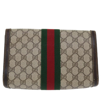GUCCI GG Canvas Web Sherry Line Clutch Bag PVC Leather Beige Red ep1343