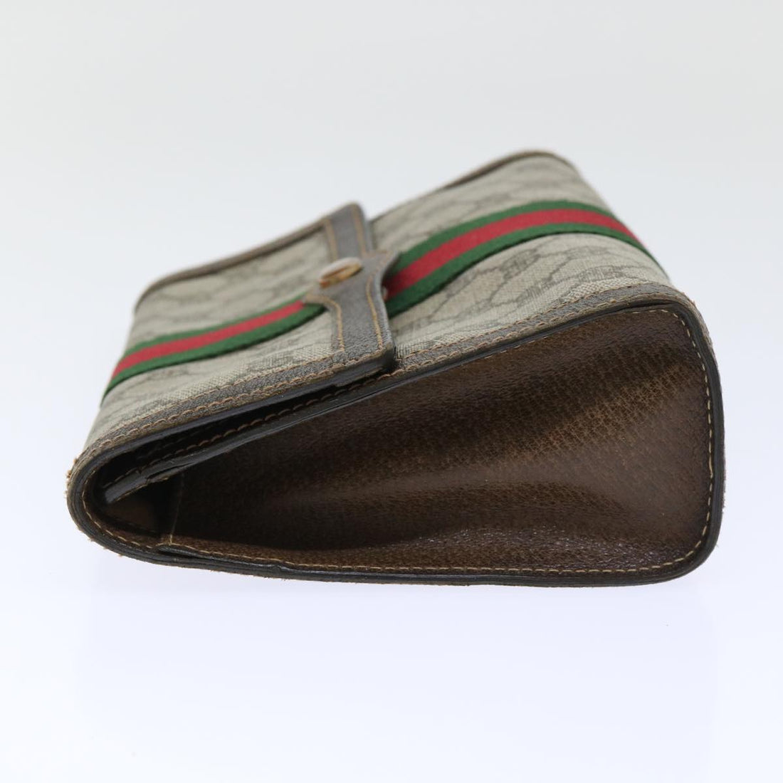 GUCCI GG Canvas Web Sherry Line Clutch Bag PVC Leather Beige Red ep1343