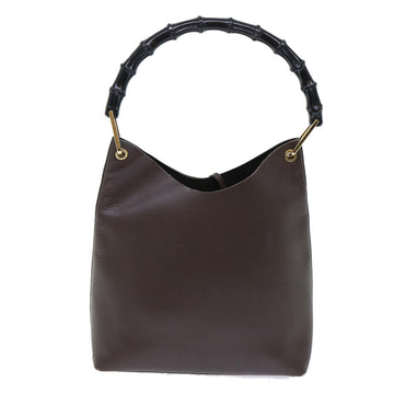 GUCCI Bamboo Shoulder Bag Leather Brown 001-2113-1880 ep1356