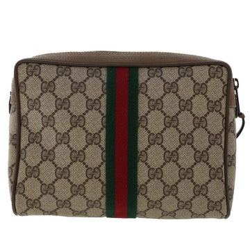 GUCCI GG Canvas Web Sherry Line Clutch Bag PVC Leather Beige Red ep1362