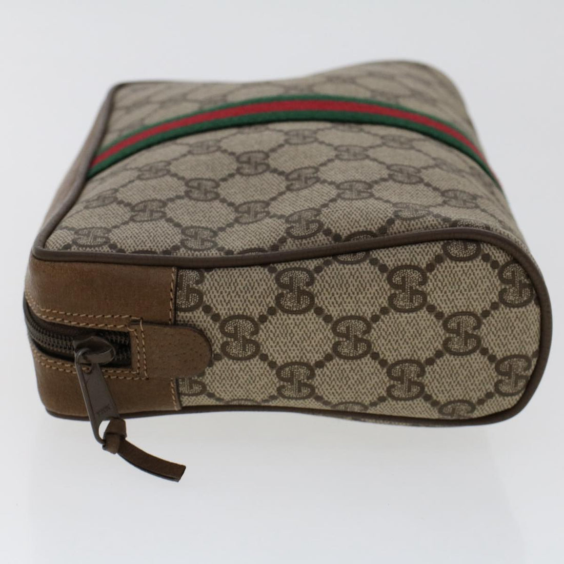 GUCCI GG Canvas Web Sherry Line Clutch Bag PVC Leather Beige Red ep1362
