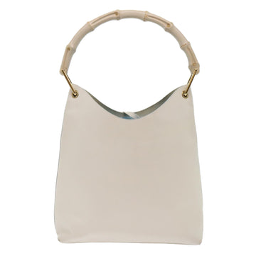GUCCI Bamboo Shoulder Bag Leather White 001-2113-1880 ep1363