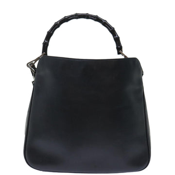GUCCI Bamboo Hand Bag Leather 2way Black 001•1638•001364 ep1366