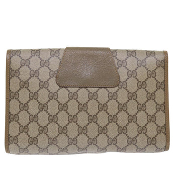 GUCCI GG Canvas Web Sherry Line Clutch Bag PVC Leather Beige Red ep1380