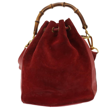 GUCCI Bamboo Shoulder Bag Suede Red 001•2040•1657 ep1393