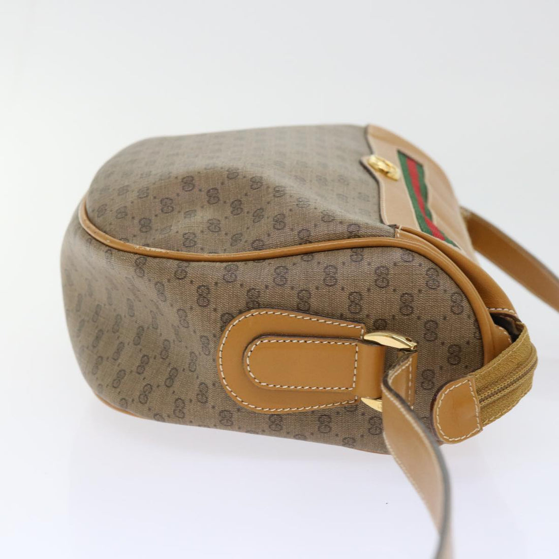 GUCCI Micro GG Canvas Web Sherry Line Shoulder Bag PVC Leather Beige ep1423