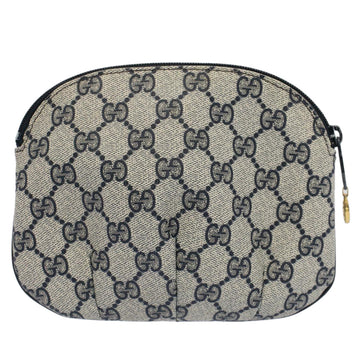GUCCI GG Canvas Pouch PVC Leather Navy Gray ep1427