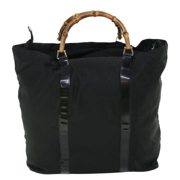 GUCCI Bamboo Hand Bag Nylon Black Brown ep1455