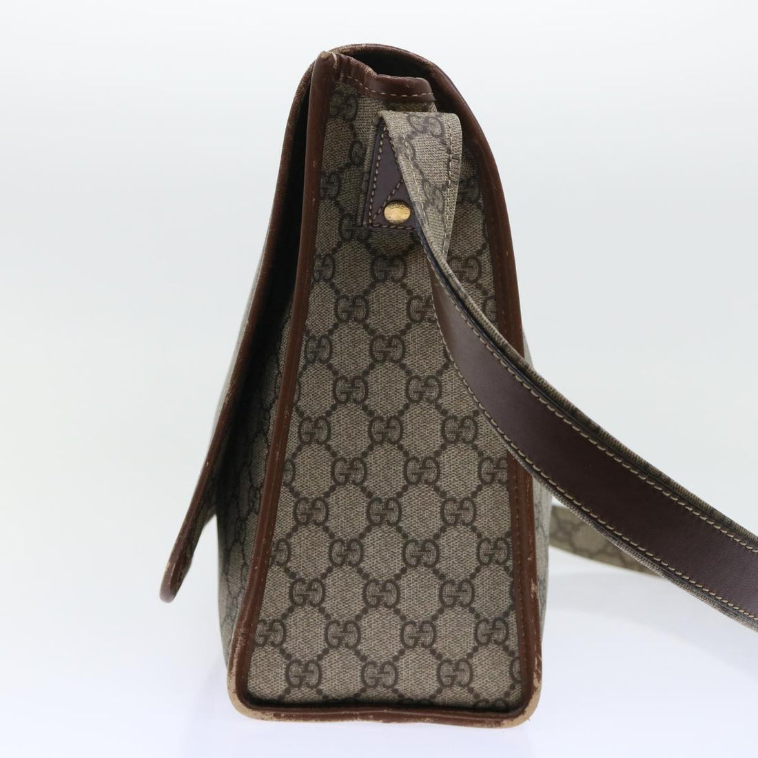 GUCCI GG Canvas Web Sherry Line Shoulder Bag PVC Leather Beige Red ep1457