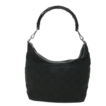 GUCCI GG Canvas Bamboo Shoulder Bag Nylon Black ep1463