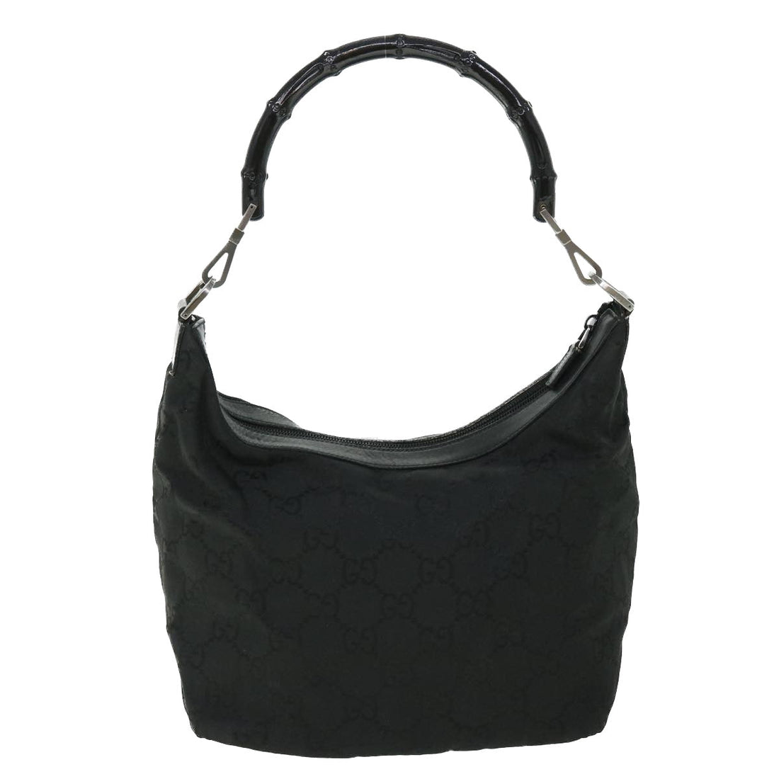 GUCCI GG Canvas Bamboo Shoulder Bag Nylon Black ep1463