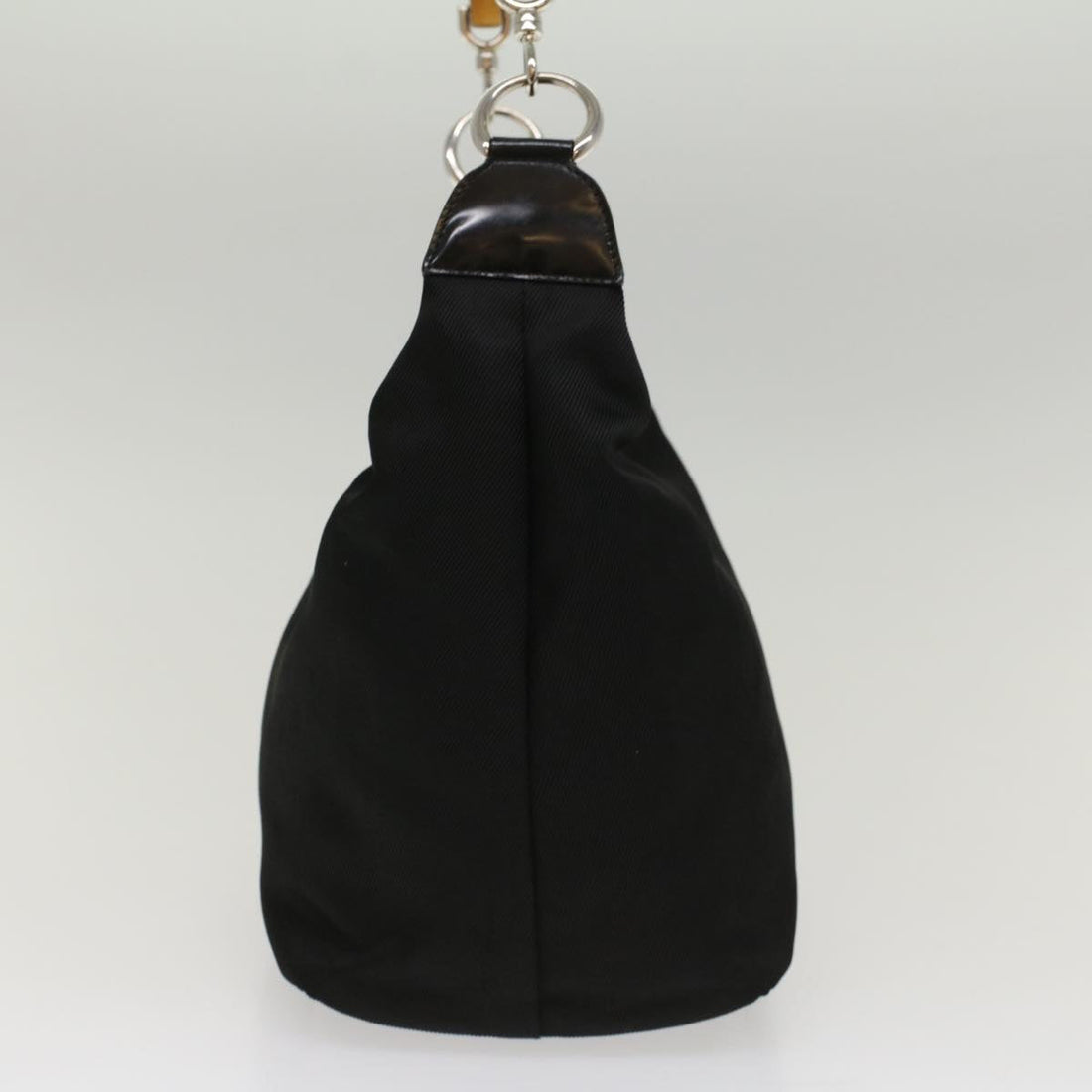 GUCCI Bamboo Shoulder Bag Nylon Black Brown ep1469