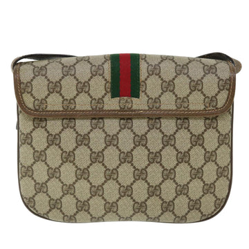 GUCCI GG Canvas Web Sherry Line Shoulder Bag PVC Leather Beige Red ep1504